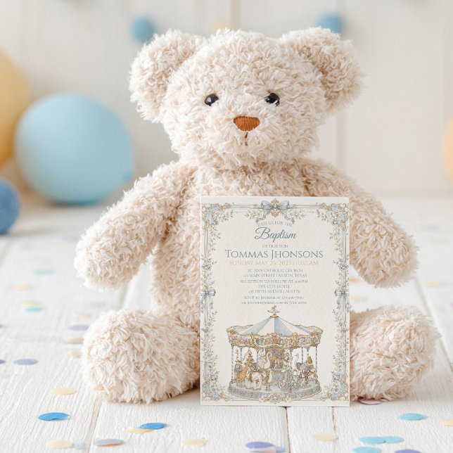 Whimsical Amusement Park Carousel Baptism Invitation (Creator Uploaded)
