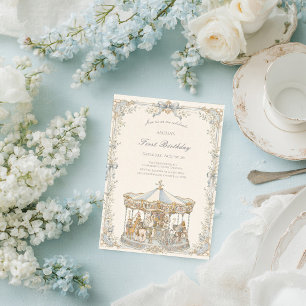 Whimsical Amusement Park Carousel Birthday Invitation