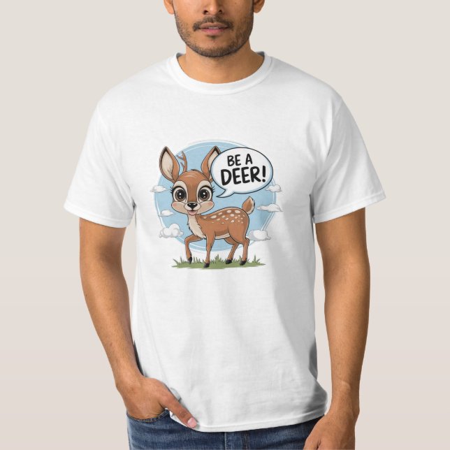 Whimsical and Bold Deer Lover Graphics T-Shirt (Front)