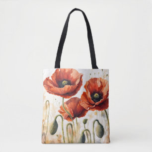 Whimsical and Colorful Poppy Tote Bag