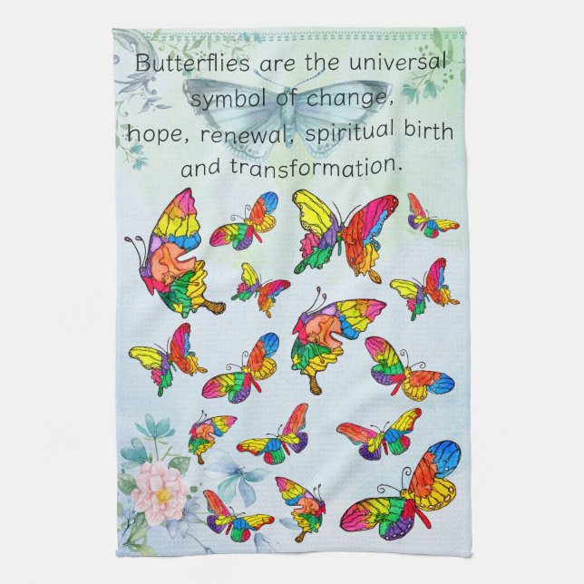 Whimsical and Colourful Butterfly Assortment  Tea Towel (Vertical)