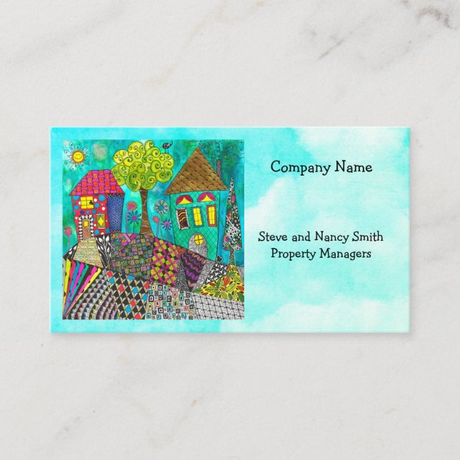 Whimsical and Colourful Home Sweet Home Business C Business Card (Front)