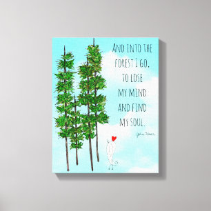 Whimsical and Colourful Pine Trees Wrapped Canvas