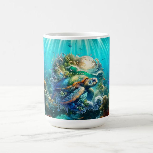 Whimsical and Colourful Sea Turtle Mug (Center)