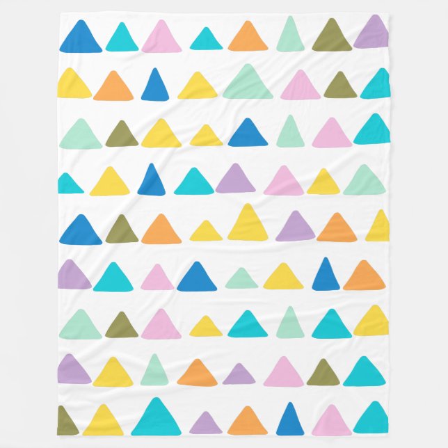 Whimsical and Cute Triangle Pattern | Colourful Fleece Blanket (Front)