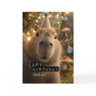 Whimsical and Funny Capybara Birthday Card