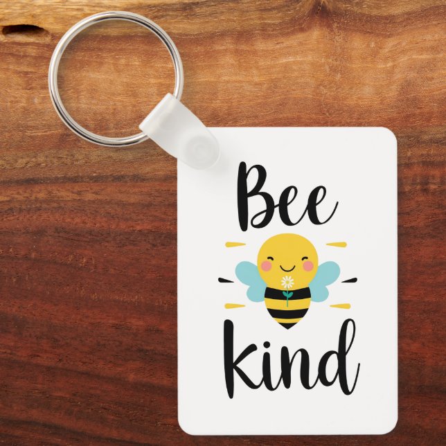 Whimsical and Kind Bee Illustration Key Ring (Front)