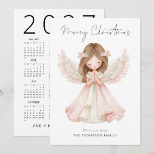 Whimsical Angel 2027 Calendar Merry Christmas Holiday Card