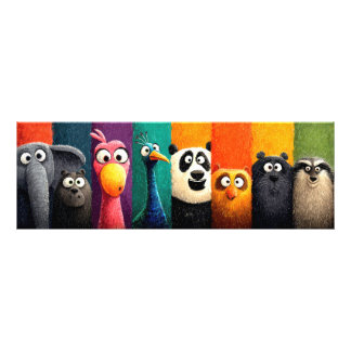Whimsical Animal Friends Colour Poster  Descriptio