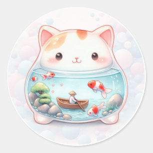 Whimsical Animal Jars - Cat -  Classic Round Sticker