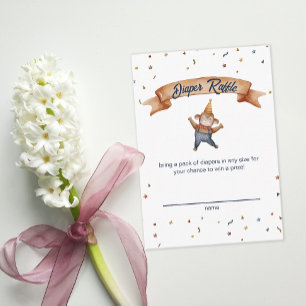 Whimsical Animals Circus Monkey Diaper Raffle Enclosure Card
