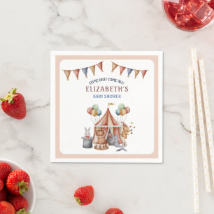 Whimsical Animals Circus Party Baby Shower Napkin