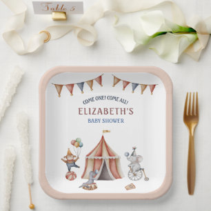 Whimsical Animals Circus Party Baby Shower Paper Plate