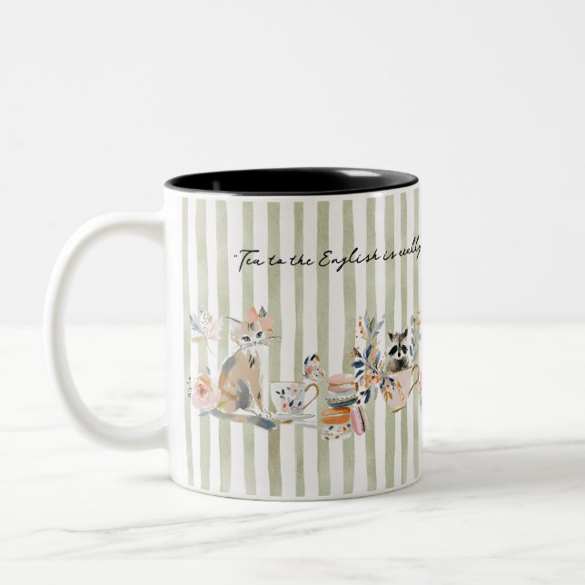 Whimsical Animals Drinking Time Two-Tone Coffee Mug (Left)