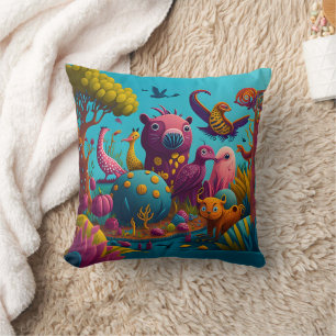 Whimsical Animals Extraordinary Adventures Cushion