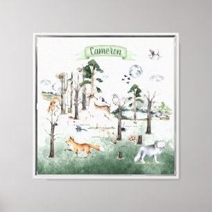 Whimsical Animals in the Woodland Customisable Canvas Print