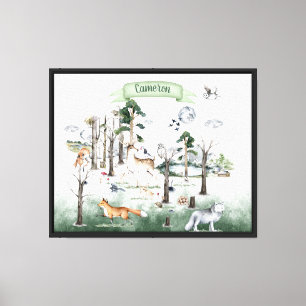 Whimsical Animals in the Woodland Customisable Canvas Print
