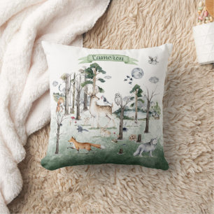 Whimsical Animals in the Woodland Customisable Cushion