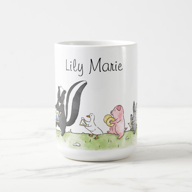 Whimsical Animals Marching Band Personalised  Coffee Mug (Center)