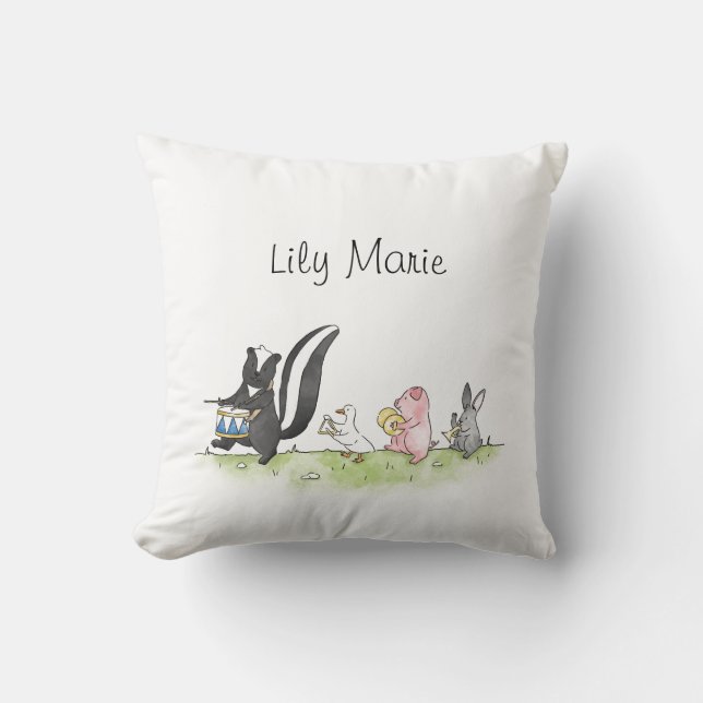 Whimsical Animals Marching Band Personalised   Cushion (Front)