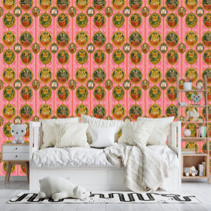 Whimsical animals reading books wallpaper