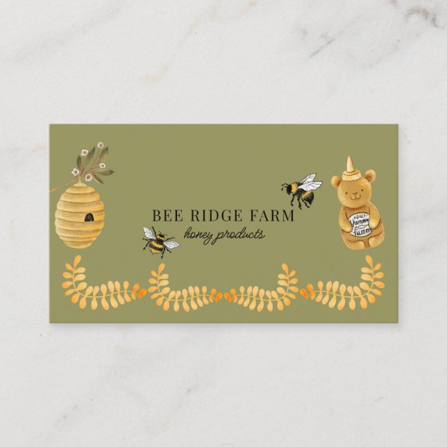 Whimsical apiary Beekeeper Honey Products Business Card (Front)