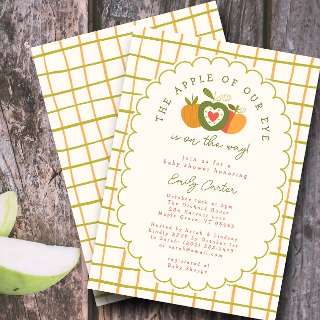  Whimsical Apple of Our Eye Autumn Gender Neutral Invitation (Creator Uploaded)