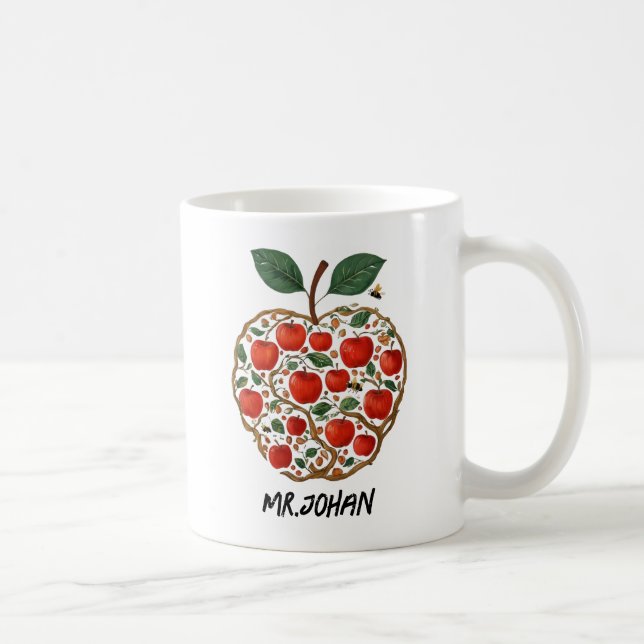 Whimsical Apple Tree lustration with Bees andVines Coffee Mug (Right)