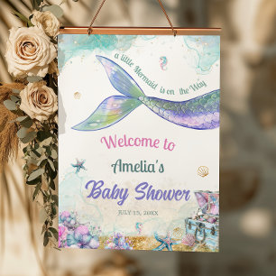 Whimsical Aqua Lilac Mermaid Tail Celebration Poster