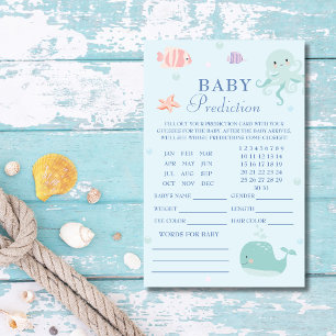 Whimsical Aqua Ocean Baby Predictions Flyer