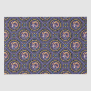 Whimsical Aries Astrology Mandala Geometric Tile Tissue Paper