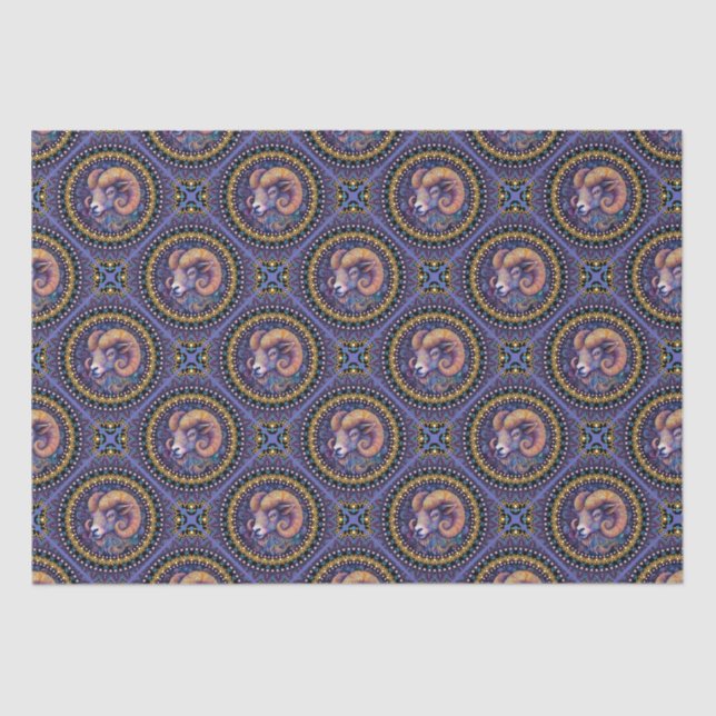 Whimsical Aries Astrology Mandala Geometric Tile Tissue Paper (Front)