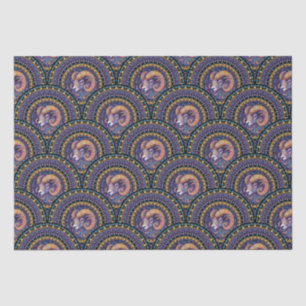 Whimsical Aries Zodiac Mandala Art Deco Scallop Tissue Paper