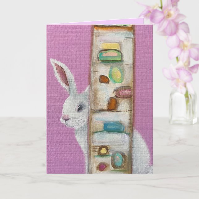Whimsical Art Bunny 3 Card (Orchid)