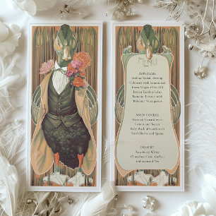 Whimsical Art Deco Duck Wedding Menu Card