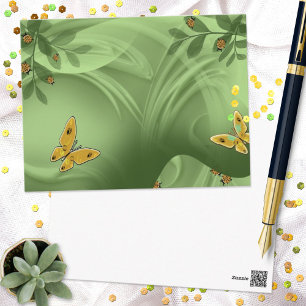 Whimsical Art Lady Bugs Butterflies In The Green Postcard