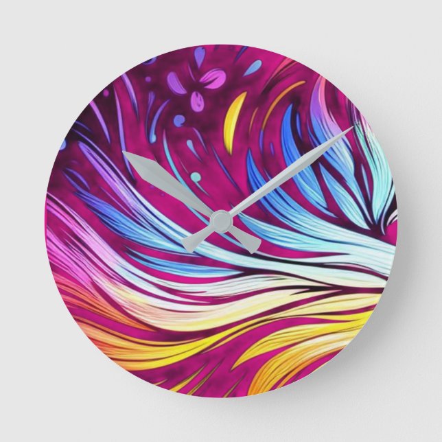 Whimsical Art on an 8"  Round Clock (Front)