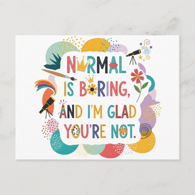 Whimsical Art Teacher Creative Quote Design Postcard (Front)