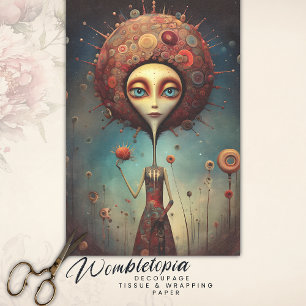 Whimsical Artistic Cosmic Floral Fantasy Decoupage Tissue Paper