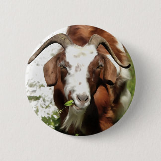 Whimsical Artistic Portrait Of A Goat Grazing 6 Cm Round Badge