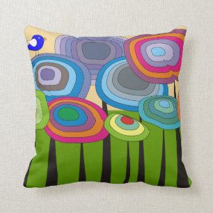 Whimsical Artsy Flowers Decorative Pillow