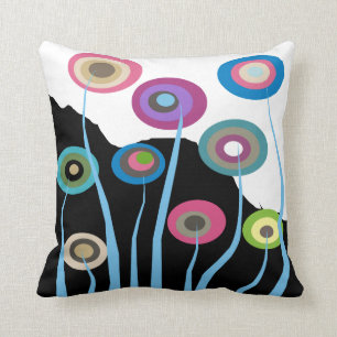 Whimsical Artsy Flowers Decorative Pillow 2