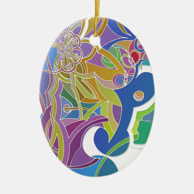 Whimsical Artwork Ceramic Tree Decoration (Front)
