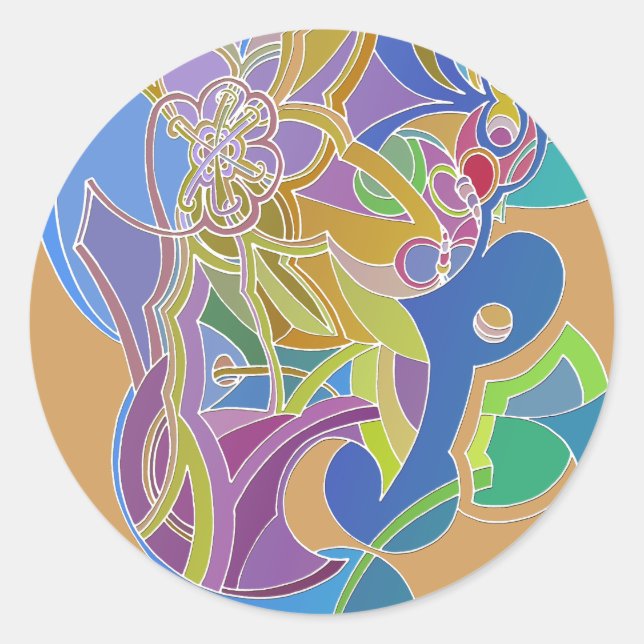 Whimsical Artwork Classic Round Sticker (Front)
