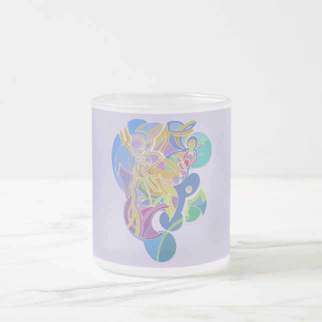 Whimsical Artwork Frosted Glass Coffee Mug (Center)