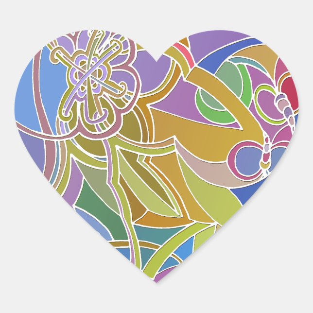 Whimsical Artwork Heart Sticker (Front)