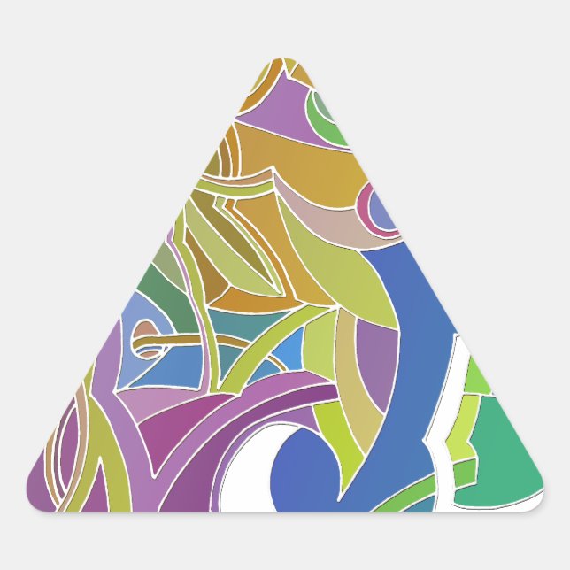 Whimsical Artwork Triangle Sticker (Front)