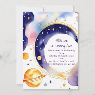 Whimsical Astro Adventure Custom Birthday Invitation