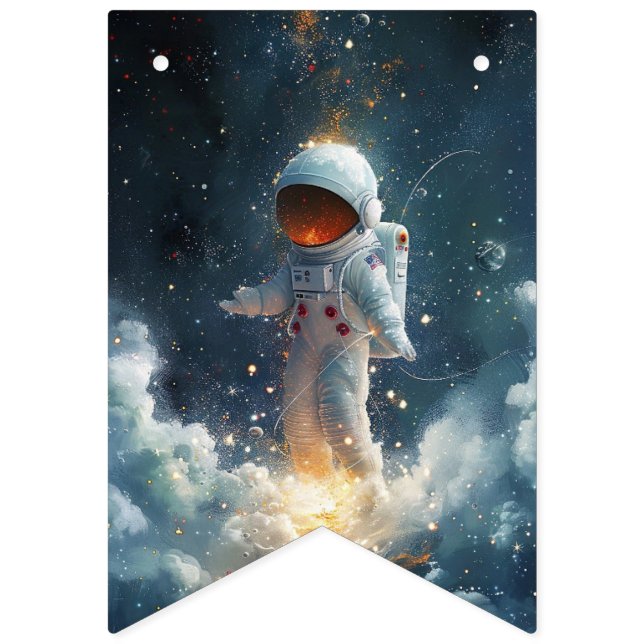 Whimsical Astronaut Bunting Flags (First Flag)