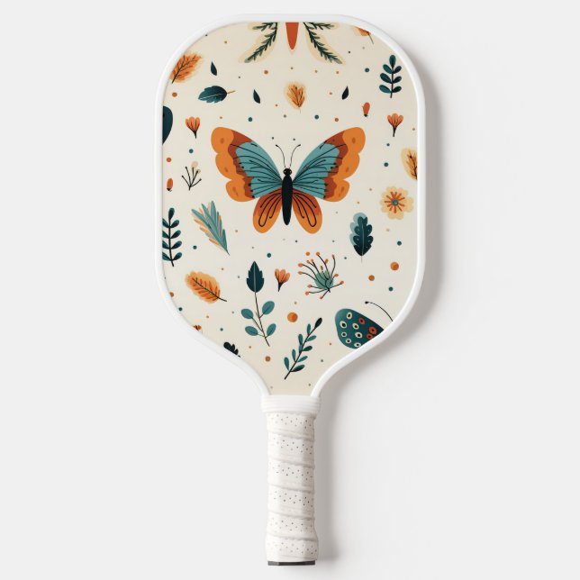 Whimsical Autumn Butterfly Garden Pickleball Paddle (Front)
